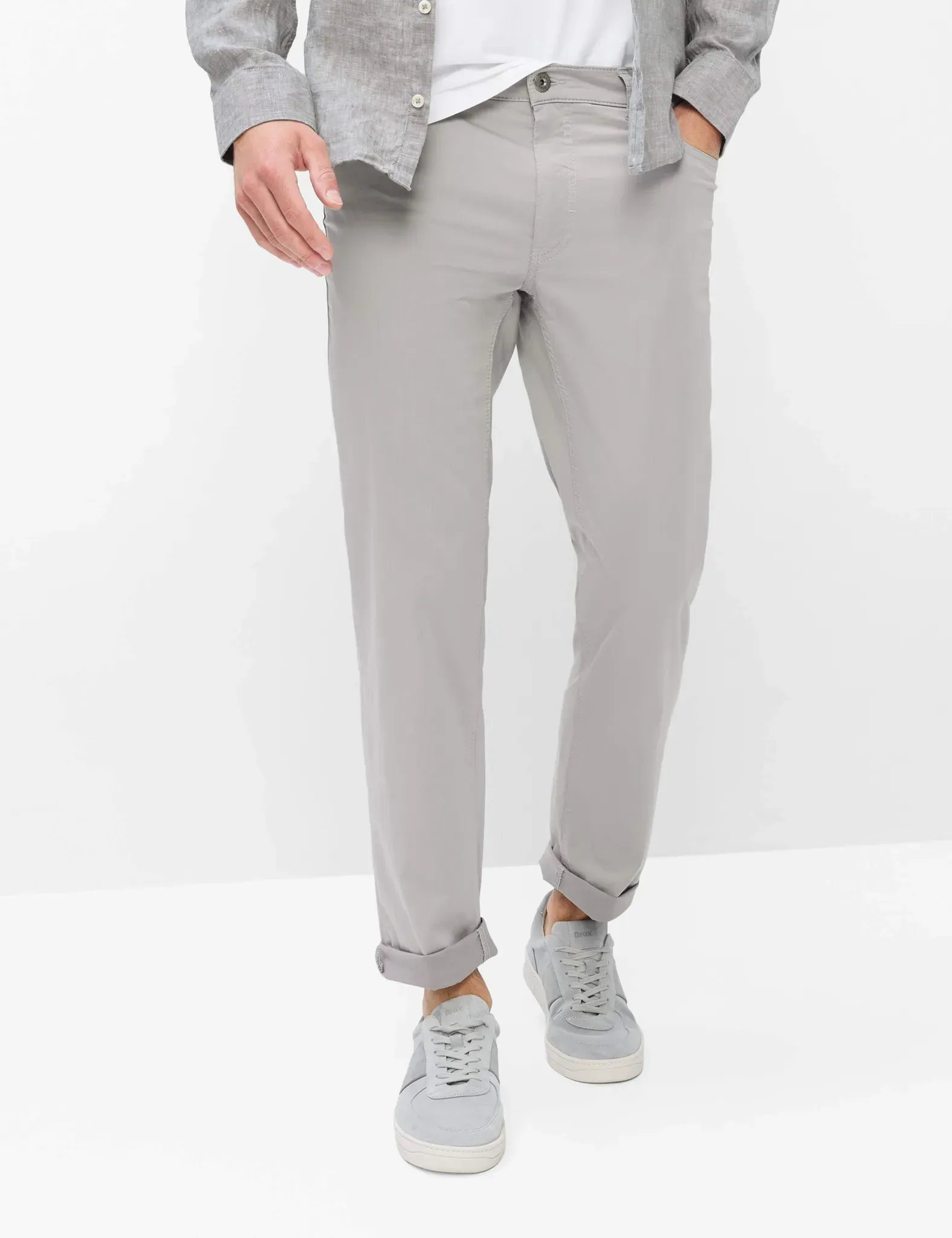 Brax Herren Five-Pocket-Hose Style COOPER PLATIN, hellgrau, Gr. 44/36