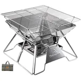 Faltbarer Campinggrill, Tragbarer Holzkohlegrill Aus Edelstahl, 14 Zoll, Mit Tragetasche Mt-2