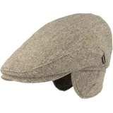 Herren Winter Schiebermütze mit Ohrenklappen Flatcap Schirmmütze 100% Wolle Mütze mit ausklappbarer Ohrenschutz Hautfreundlich & Bequem 59 - 59