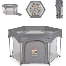 Cangaroo Laufstall Playbox klappbar Matratze Tragetasche Öffnung Reiselaufstall grau