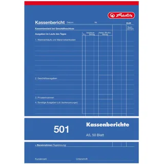 Herlitz Kassenberichtsblock A5, 50 Blatt