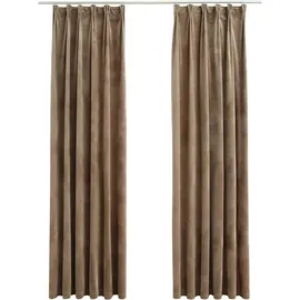 vidaXL Verdunkelungsvorhänge mit Haken 2 Stk. Samt Beige 140x245 cm
