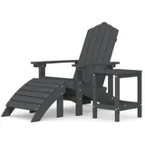 vidaXL Adirondack Gartenstuhl 73 x 83 x 92 cm anthrazit inkl. Hocker + Tisch HDPE