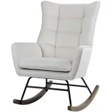 Kayoom Schaukelstuhl Beige, Holz, Metall, Kunststoff, Kautschukholz, 68x97x88 cm, Fsc, Wohnzimmer, Sessel, Schaukelstühle