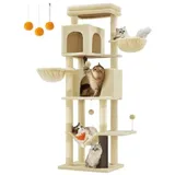 Songmics Kratzbaum mehrstöckig 57 x 175 x 45 cm beige