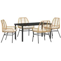 VidaXL 5-teiliges Garten-Essgruppe mit Kissen Braun Poly-Rattan