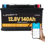 UBATT LiFePO4 12V 140Ah H7 Lithium Batterie mit Bluetooth,REPT Zellen & JBD 150A BMS Low Temperature Schutz Max.15000 Zyklens Autobatterie Wohnmobil,lifepo4 12v 100ah Boot,Camping,Solarpanel