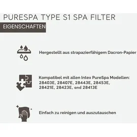 Intex S1 Filterkartusche blau und weiß 6 Stück