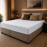 BettwarenShop Spannbettlaken für Boxspring Matratzen Ultra Stretch 180x200 cm | weiss - weiß