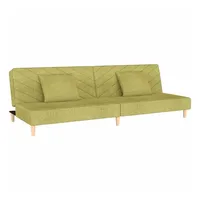 vidaXL Schlafsofa 2-Sitzer mit 2 Kissen Grün Stoff