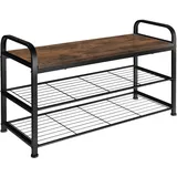 Tectake Schuhregal Southampton 91 x 36 x 55 cm 2 Gitterablagen braun / dunkelbraun
