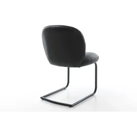 DeLife Freischwinger Nube-Flex Echt-Leder Schwarz Freischwinger rund Schwarz Taschenfederkern