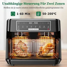 circlio Heißluftfritteuse 2 Kammern 9L schwarz