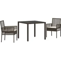 VidaXL Garten Essgruppe 3 pcs Braun Poly Rattan