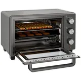DOPWii Minibackofen Minibackofen, 21 L Toasterofen mit 1 Drahtgestell und 1 Backblech, 3 Kochmodi, 100 °C-230 °C, Edelstahl, Glas grau