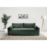 Schlafsofa INOSIGN "Andrea", grün, B:218cm T:96cm, 100%Polyester, Sofas, mit Boxspringaufbau, Bettfunktion & Bettkasten, Dauerschlafsofa