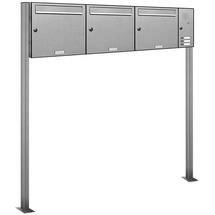AL Briefkastensysteme Briefkasten Premium Edelstahl Stand Anlage mit Klingeln, Post A4 modern, robust, wetterfest, Artikelnummer: 331V3S3KSR