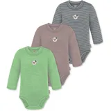 Normani Outdoor Sports 3er Pack Baby Merino Langarmbody „Tuai" in Grau/Rosa/Grün | Gr.: 86