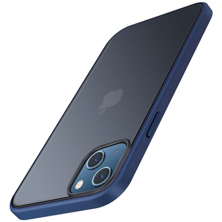 TENDLIN Kompatibel mit iPhone 13 Mini Hülle Matt Translucent Kratzfest PC Rückseite und TPU Stoßstange Schutz Handyhülle iPhone 13 Mini - Blau