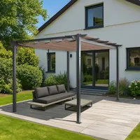 Mendler Aluminium Pergola HWC-N93, Gartenpavillon Pavillon Garten, stabiles 8cm-Gestell