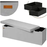 CASARIA Sitzbank Truhenbank Cord Grau 114 x 38 x 38 cm