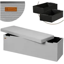 CASARIA Sitzbank Truhenbank Cord Grau 114 x 38 x 38 cm