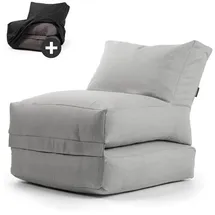 mokebo Outdoor Sitzsack mit Schutzhülle 'Der Summerdream' Made in Germany, Bean Bag mit Füllung für Indoor & Outdoor, Gartenliege, Outdoorkissen, Relaxliege für Kinder & Erwachsene, Liege in Lichtgrau