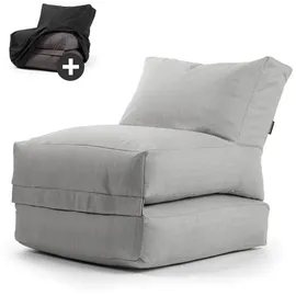 mokebo Outdoor Sitzsack mit Schutzhülle 'Der Summerdream' Made in Germany, Bean Bag mit Füllung für Indoor & Outdoor, Gartenliege, Outdoorkissen, Relaxliege für Kinder & Erwachsene, Liege in Lichtgrau