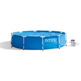 Intex 28202UK 10ft x 30in Metal Frame Swimming Pool with Filter Pump, 4,485 liters, Blue, 305x76 cm