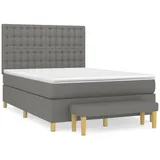 vidaXL Boxspringbett mit Matratze Dunkelgrau 140x200 cm Stoff