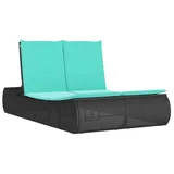vidaXL Doppel-Sonnenliege mit Kissen Schwarz Poly Rattan - Schwarz