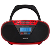 Aiwa BBTU-400RD: Tragbares CD-Radio mit Bluetooth und USB, Farbdisplay, RDS, FM PLL, Weckerfunktion, Farbe: Rot