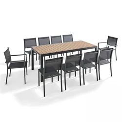 Oviala Business Gartenmöbel für 10 Personen, 8 Stühle und 2 Sessel aus Aluminium