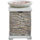 Teamson Home Propangas-feuerstellenbrenner für den Garten, Rauchfreie Feuerstelle, Terrassenmöbel-heizung mit Schüssel, Steineffekt mit Lavasteinen und Abdeckung