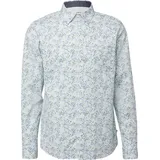 s.Oliver Slim Fit: Langarmhemd mit All-over-Print und Kentkragen - weiß|mehrfarbig - L