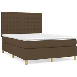 vidaXL Boxspringbett mit Matratze Dunkelbraun 140x200 cm Stoff