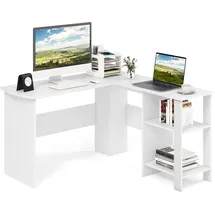 Costway Eckschreibtisch 130x130x74cm Weiß