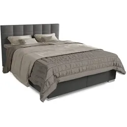 Juskys Boxspringbett Seattle 180x200cm - weicher Malmo-Stoff, komfortable Einstiegshöhe - Hellgrau