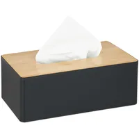 Relaxdays Tücherbox mit Deckel aus Bambus, fürs Bad, modernes
