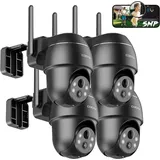 5MP WLAN Überwachungskamera Aussen Akku IP Kamera Outdoor mit Intelligente PIR-Personenerkennung, Nachtsicht in Farbe, Audio- und Lichtalarm - 4 Pcs