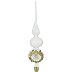 Weihnachtsbaumspitze Groß 35cm in `Vintage Classic Weiss Gold`