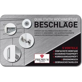 FMD Möbel, 367-001 Diego Schreibtisch, Holzwerkstoff, Sandeiche/Hochglanz-Weiß, Maße 134.0 x 141.0 cm