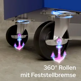 Arebos Werkstattwagen 5 Fächer zentral abschließbar | Blau