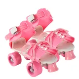 Woalopted Rollschuhe Für Kinder, Verstellbare Quad Rollschuhe Zum Skaten, Zweireihig, Verschleißfest Und Ohne Ausziehen Der Schuhe Mit 4 Rädern, Freizeitaktivitäten Im Freien Für Anfänger