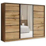 masseno Schwebetürenschrank PINA 235 x 205 x 58 cm Braun