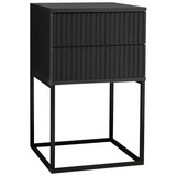 Livetastic Nachtschrank, Graphit, Schwarz, Metall, 2 Schubladen, 40x65x38.5 cm,