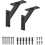 Alusfera Regalhalterung - Dekorative Regalwinkel - Regalhalter 120 mm - Wandregal Halterung - Langlebige Wandhalterung 2 Stück - Regalträger Schwarz- Wandhalterung Regal