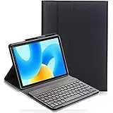 YHFZR Tastatur Hülle für Samsung Galaxy Tab S6 Lite, (QWERTY Layout), Ultradünn Flip Entfernbar Drahtloser Keyboardständer Ledertasche für Samsung Galaxy Tab S6 Lite 10,4'' P620/P625 2024, Schwarz