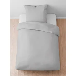 Bettwäsche BIBERNA Gr. 1, grau (steingrau), B/L: 135cm x 200cm, , Lyocell, B/L: 80cm x 80cm, Bettwäsche