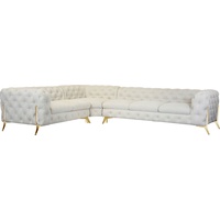 Leonique Chesterfield-Sofa »Amaury L-Form«, großes Ecksofa, Chesterfield-Optik, Breite 323 cm, Fußfarbe wählbar beige